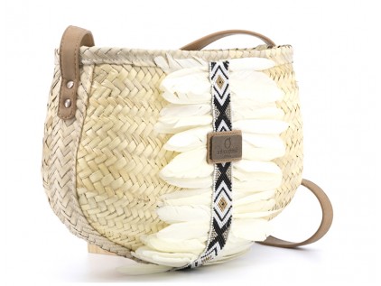 BOLSO BANDOLERA OVAL CON PLUMAS INDIAN